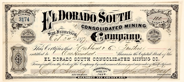El Dorado South Consolidated Mining Co. Stock [191396]