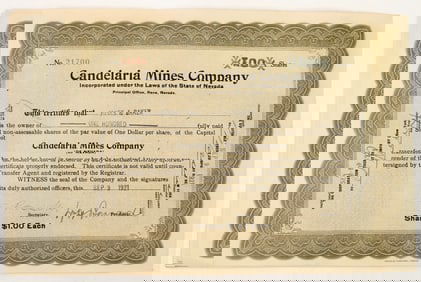 Candelaria Mines Stocks, 6, 1920-23 [193775]