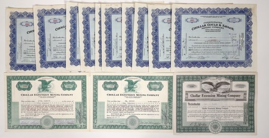 Chollar Mine Stocks, 3 Different, 13 Total [193951]