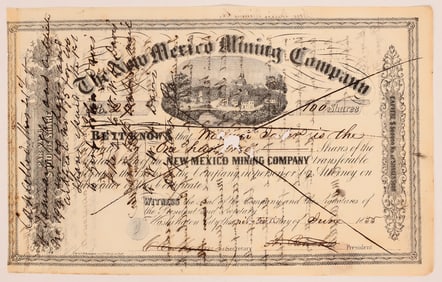 New Mexico Mining Co. Stock 1855!, Very Rare [180202]