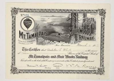 Mt. Tamalpais & Muir Woods Railway Stock Certificate [197886]