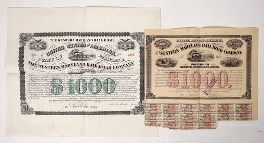 Western Maryland Railroad Bond Pair, 1868-70 [191487]