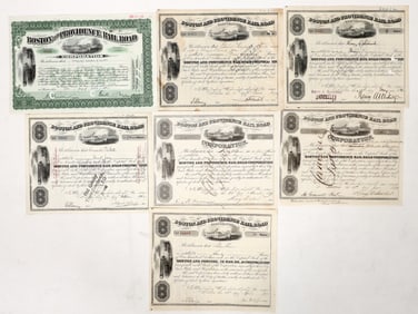 Boston and Providence RR Stocks, 7 Different Presidents [192748]