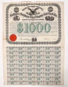 Northern & South W. Virginia RR Bond, 1872 [191479]