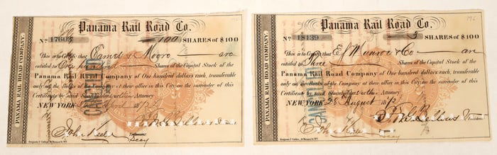 Panama Rail Road RN Stock Pair, 1872 [189807]