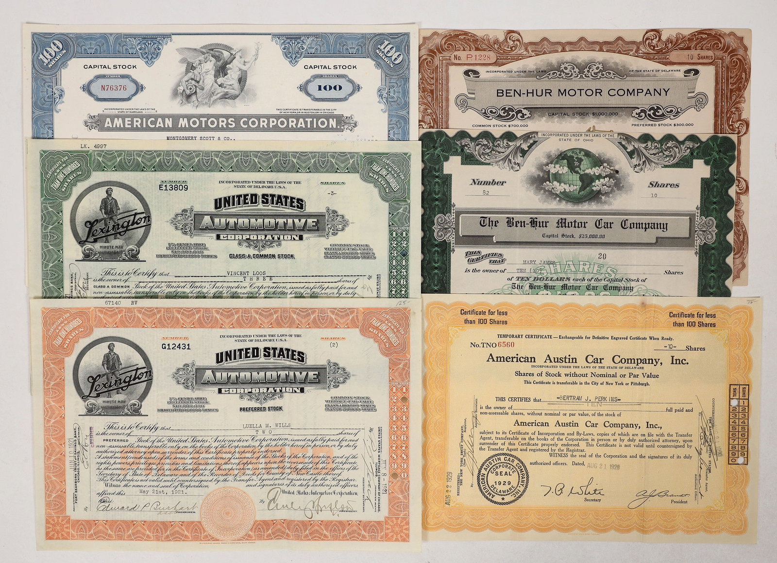 American Auto Company Stocks, 1917-1960 [192556] (1 of 1)