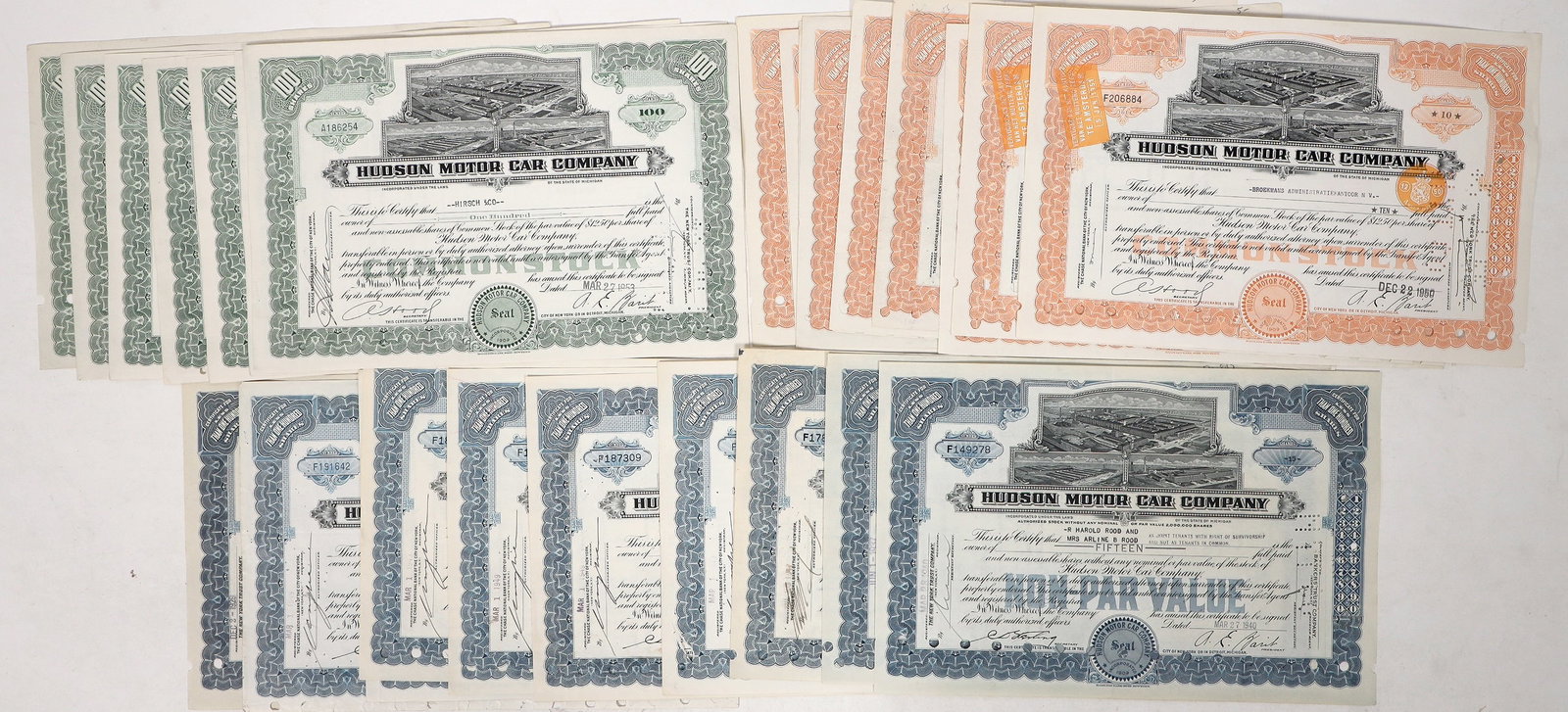 Hudson Motor Car Stocks, 3 Different, 27 [192743] (1 of 1)