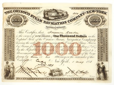 Orinoco Steam Navigation of New York Stock, 1852 [190955]