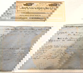 Columbia Wagon Road Stock (1891) and WF Express Shipping Document (1856) [190857]