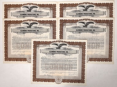 Billy Rose Signed Glenmore Prod. Stocks, c1947-50 (5) [191586]