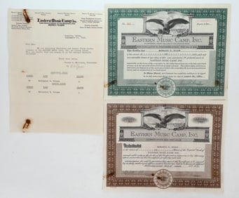 Music Camp Stock Certs & Letter (3) [176561]