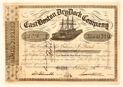 East Boston Dry Dock Company Stock, 1855 [190982]