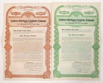Southern Michigan Telephone Bond Pair, 1912 [192301]