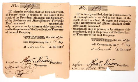 Pennsylvania Turnpike Stock Certificates (2) [192691]