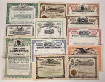 Brewing Company Stock Certs (12) [192489]