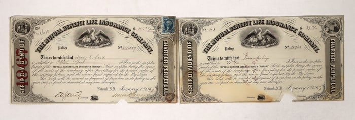 Mutual Benefit Life Stocks, 3 Different [192289]