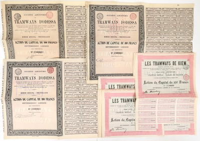 Russia Tramway Stock Certificates By Belgium Co. [185736]