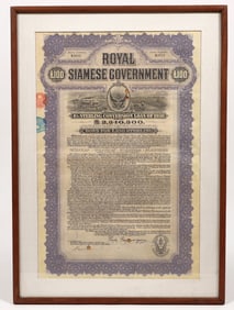 Royal Siamese Govt. Framed Attractive Bond [194822]