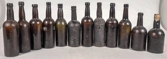 Black Glass Bottles, Ocean Salvaged, 12 [195544]