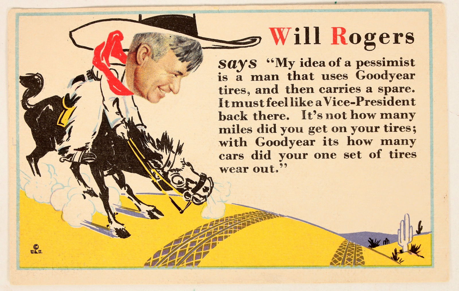 Will Rogers Ad Postcard 1929 [187048] (1 of 2)