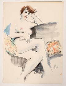 Pen and Watercolor Nude by Glueckselig [190554]
