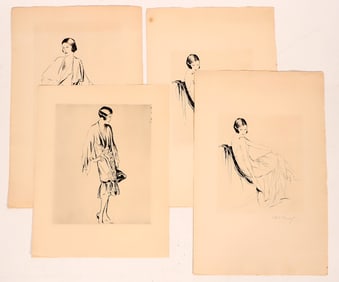 Intaglio Prints (4) 1 Signed by Fashion Designer 20th C. [180902]