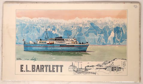Bartlett Alaska Ferry Print, Hillyer Signed 1985 [180909]