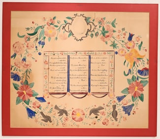 Hand Colored Poem with Floral Border, c. 1800s [180910]