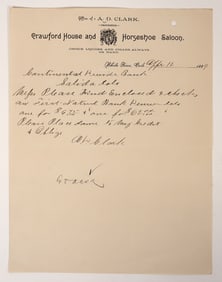 1889 Horseshoe Saloon Billhead /Letterhead, White Pine, Colorado Ghost Town [192873]
