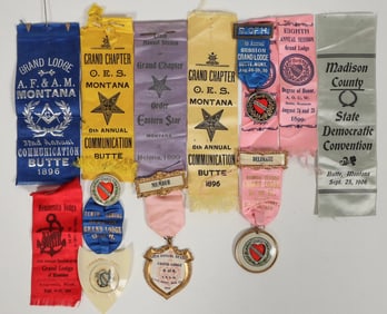 Fraternal Organization Pins and Ribbons from Montana 1890s (12) [197821]