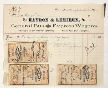 Rare Reno, Nevada Express Billhead with Money Order Stamps, 1896 [196629]