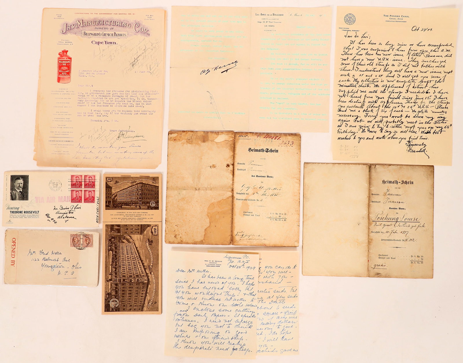 Foreign Ephemera (7) [180351]: Ephemera from other countries including South Africa, Germany. Panama, and more. All in pretty decent condition. Please see the photos for more details.^Date: Country(if not USA): State: City: Provena