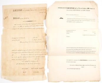Fishing License /Vessel Above 20 Tons  c1800s  (2) [63943]