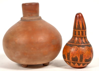 Native American Pot and Carved Gourd [197489]