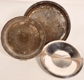 Silver Plate Round Serving Trays (3)  [183197]