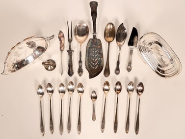 Silver Plate Serving and Spoon Assortment [183224]