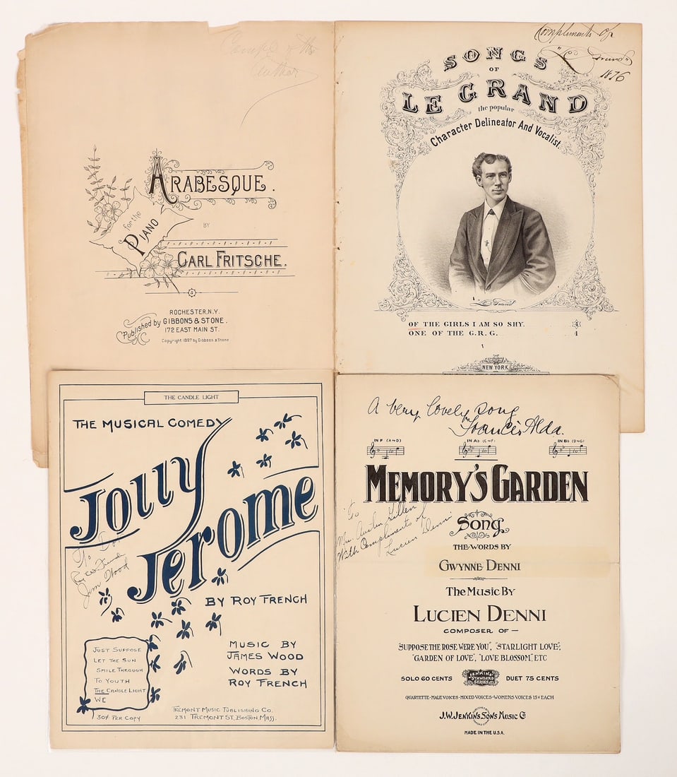 Autographed Sheet Music, c1876-1928 (4) [191439] (1 of 3)