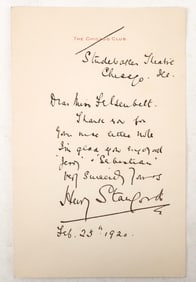 Henry Stanford ALS, 1920 [196681]