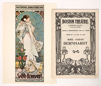 Sarah Bernhardt Art Nouveau Postcard and 1906 Program [191544]
