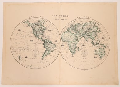 Map of The World in Hemispheres, c1850's [180166]