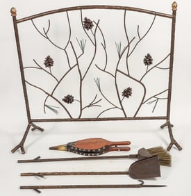 Fireplace Screen, Tools Trio & Bellows [197478]