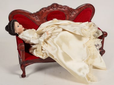Victorian Doll Couch and a Doll [197498]