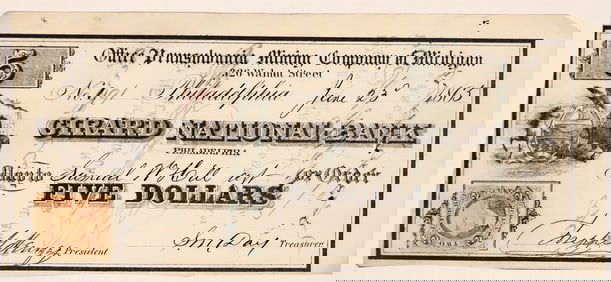 Pennsylvania Mining Company of Michigan $5 Scrip [192534]