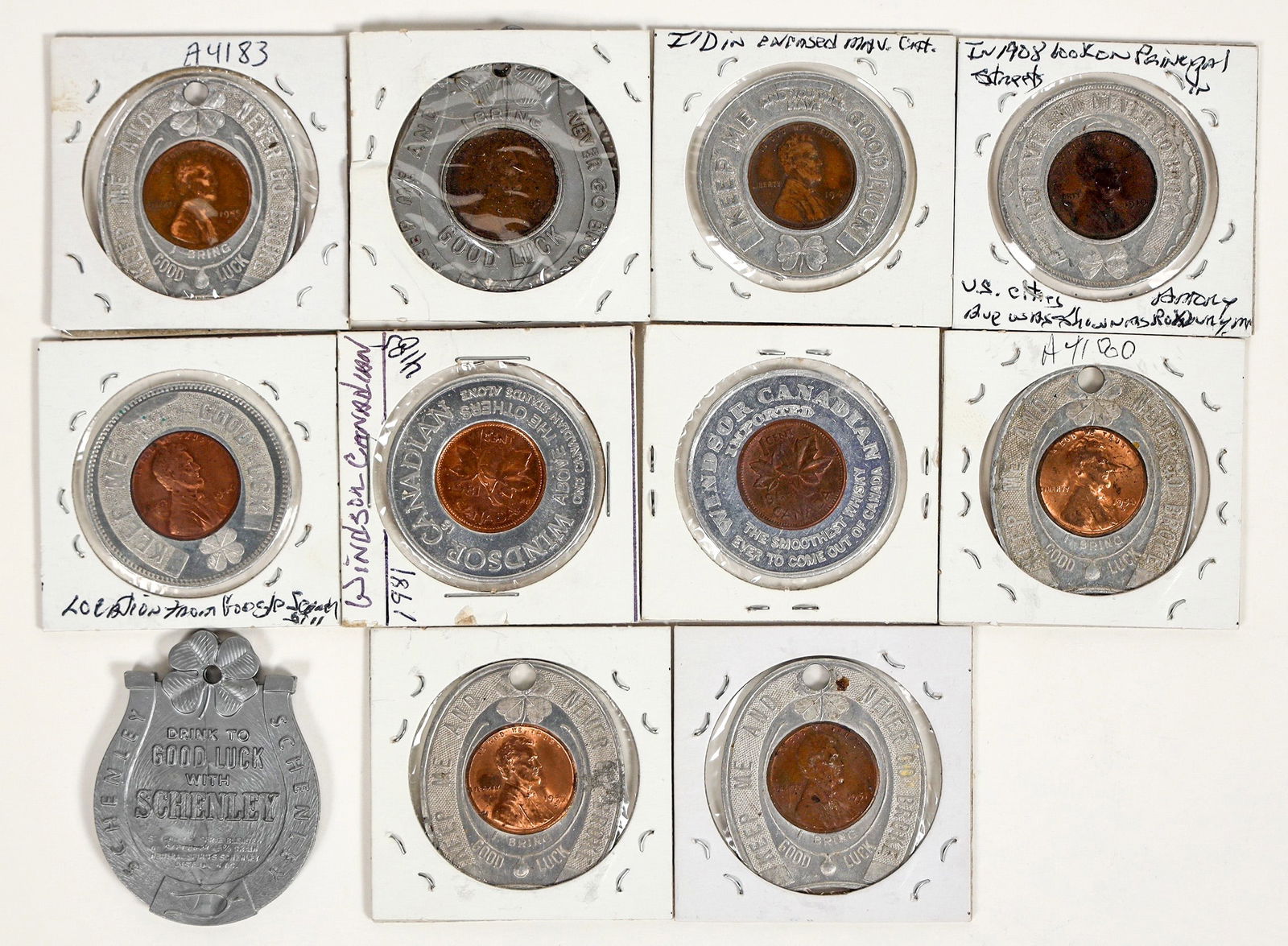 Encased Pennies Advertising Whiskey (11) [198247] (1 of 2)