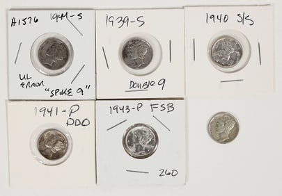 Mercury Dime Error Coin Group (6) [197859]