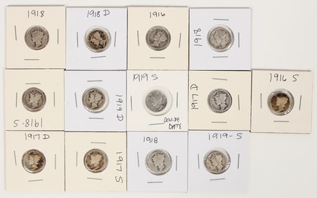 Mercury Dimes 1916-1919 (13) [197851]