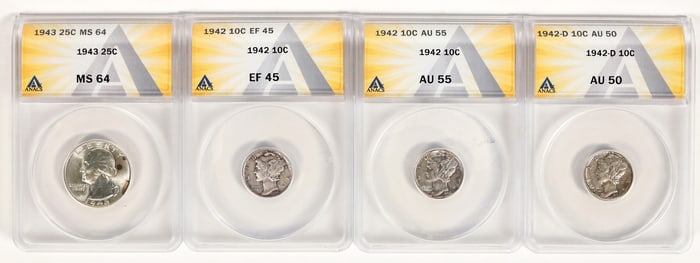 ANACS Mercury Dimes(3)/Washington Quarter [198243]