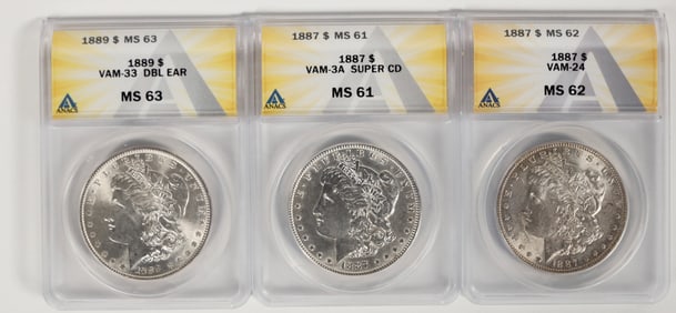 Morgan Dollars ANACS Certified (3) [197746]