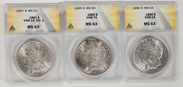 Morgan Dollars MS 63 (3) [197743]
