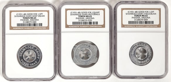 Shamrock Dairy Tokens: MS 65 (3) [197160]